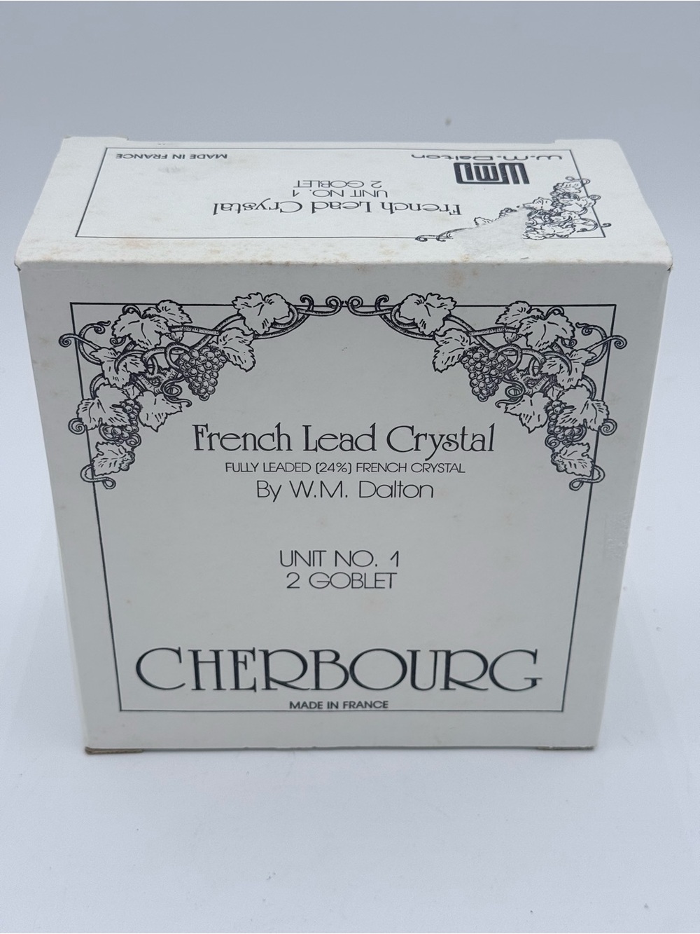 French Lead Crystal Goblets No.1 WM Dalton Cherbourg Made in France Set Of 2 NOB